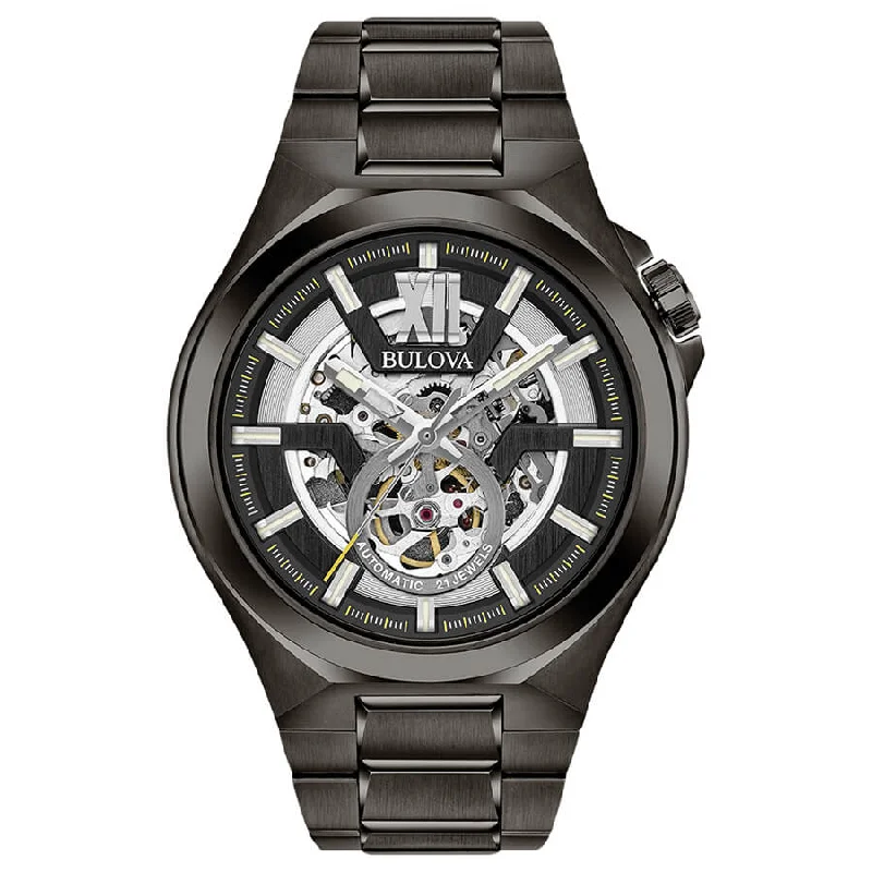 Men's Hybrid Design Sports Watches-Orologio Bulova 98A179 Maquina acciaio nero trattato ip