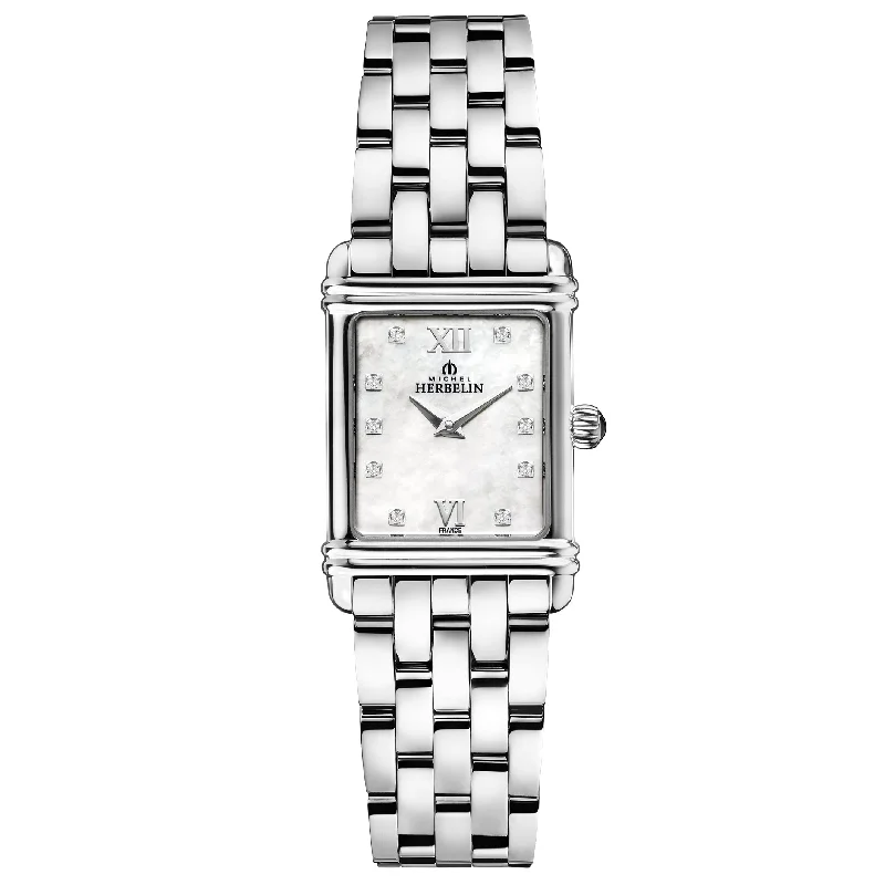 Men's Valentine's Day Style Dress Watches-Herbelin Art Deco Ladies White Watch 17478/59B2