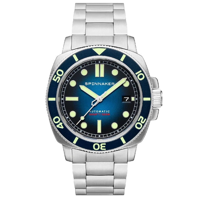 Men's Dive Watches with Luminous Hands -Spinnaker Liberty Blue Hull Diver Automatic Watch SP-5088-22