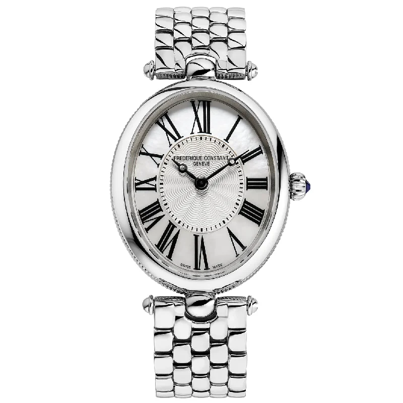 Men's Monogrammed Style Dress Watches-Frederique Constant Ladies Fc Art Deco Oval Silver Watch FC-200MPW2V6B