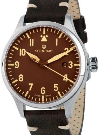 Men's Field Watches Engraved-Nav B-Uhr 42 A-Muster Vintage Brown