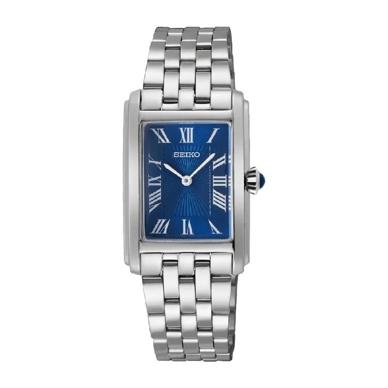 Women's Mechanical Watch European Made Edition-Orologio rettangolare Seiko SWR085P1 donna quadrante blu Women's Mechanical Watch European Made Edition-Orologio rettangolare Seiko SWR085P1 donna quadrante blu
