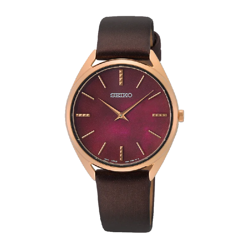 Men's Anniversary Style Men's Watches-Seiko Classic Purple Ladies Watch SWR082P
