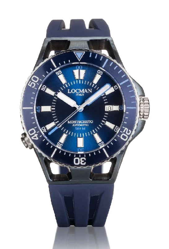 Men's Mechanical Movement Sports Watches-Locman Montecristo 500mt acciaio IP blu 0547B02A-BLBLSKSBD