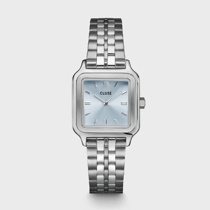 Women's Monogrammed Design Mechanical Watches-Gracieuse Petite Watch Steel, Light Blue, Silver Colour