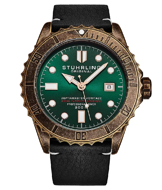 Green Dial / Coppertone Case / Black Leather Strap