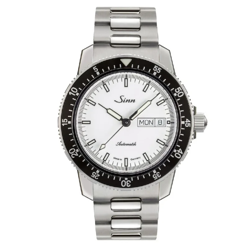 Men's Field Watches Water Resistance-Sinn 104 St Sa I Automatic Sports Watch - White Dial - Solid Bracelet Men's Field Watches Water Resistance-Sinn 104 St Sa I Automatic Sports Watch - White Dial - Solid Bracelet