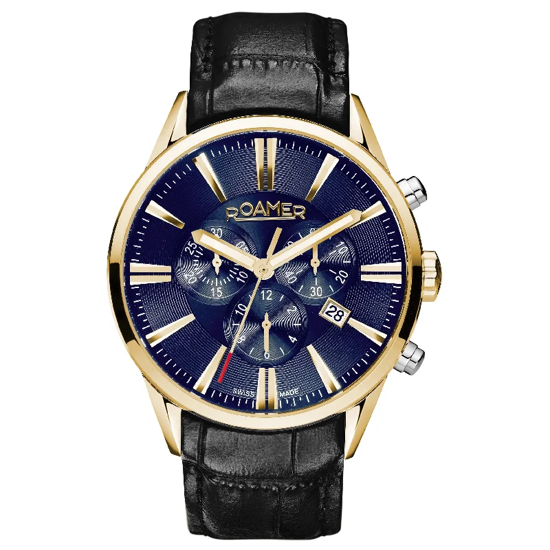 Men's International Brand Style Dress Watches-Roamer 508837 47 85 05 Superior Chrono Men's Blue Watch