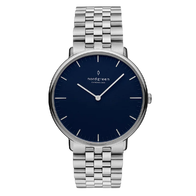 Men's Valentine's Day Dress Watches-Nordgreen Native Silver Stainless Steel 36mm Silver Case Watch