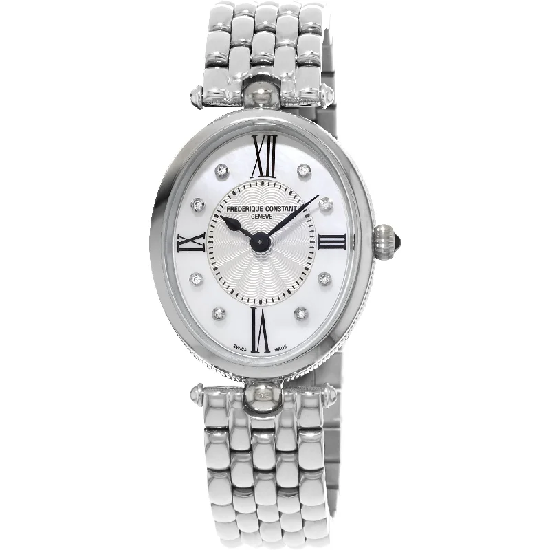 Men's Swiss Wedding Edition-Frederique Constant Ladies Watch Art Deco Oval White Mother Of Pearl FC-200RMPW2V6B