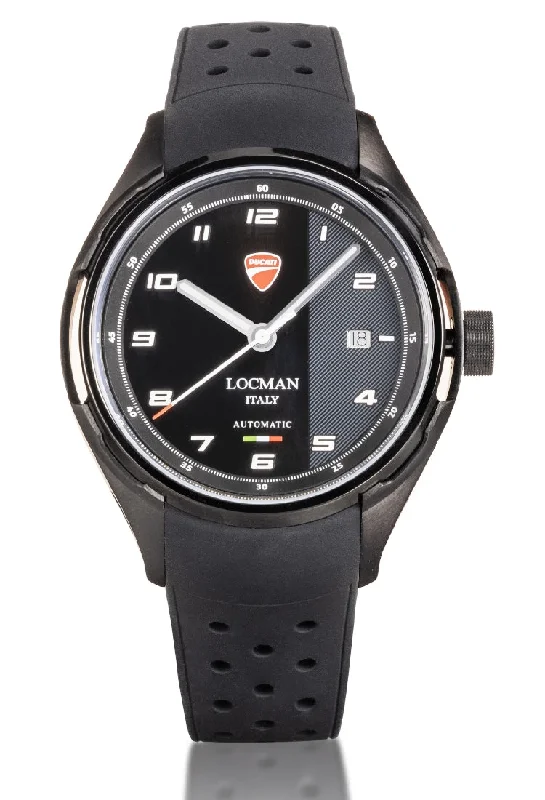 Men's Unique Shape Sports Watches-Orologio automatico Locman Ducati acciaio IP nero D122K01S-BKBKWHSRK