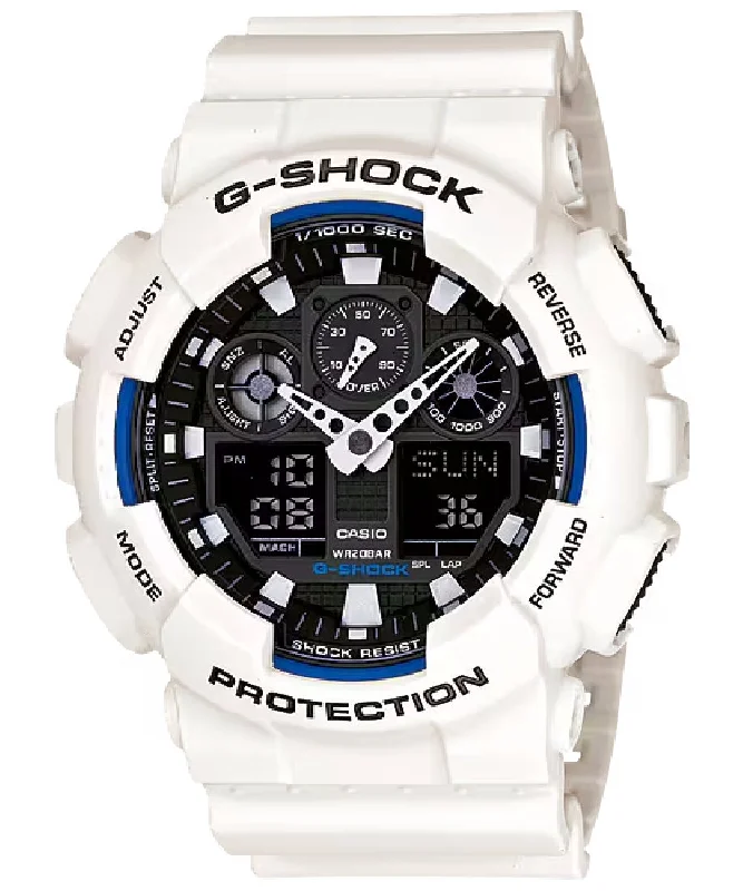 Men's Wedding Style Sports Watches-Orologio Casio G-Shock GA-100B-7AER bianco e blu