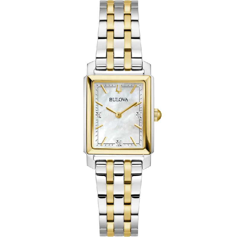 Men's Thin Case Design Digital Watches-Bulova Classic 98P220 Diamond Set