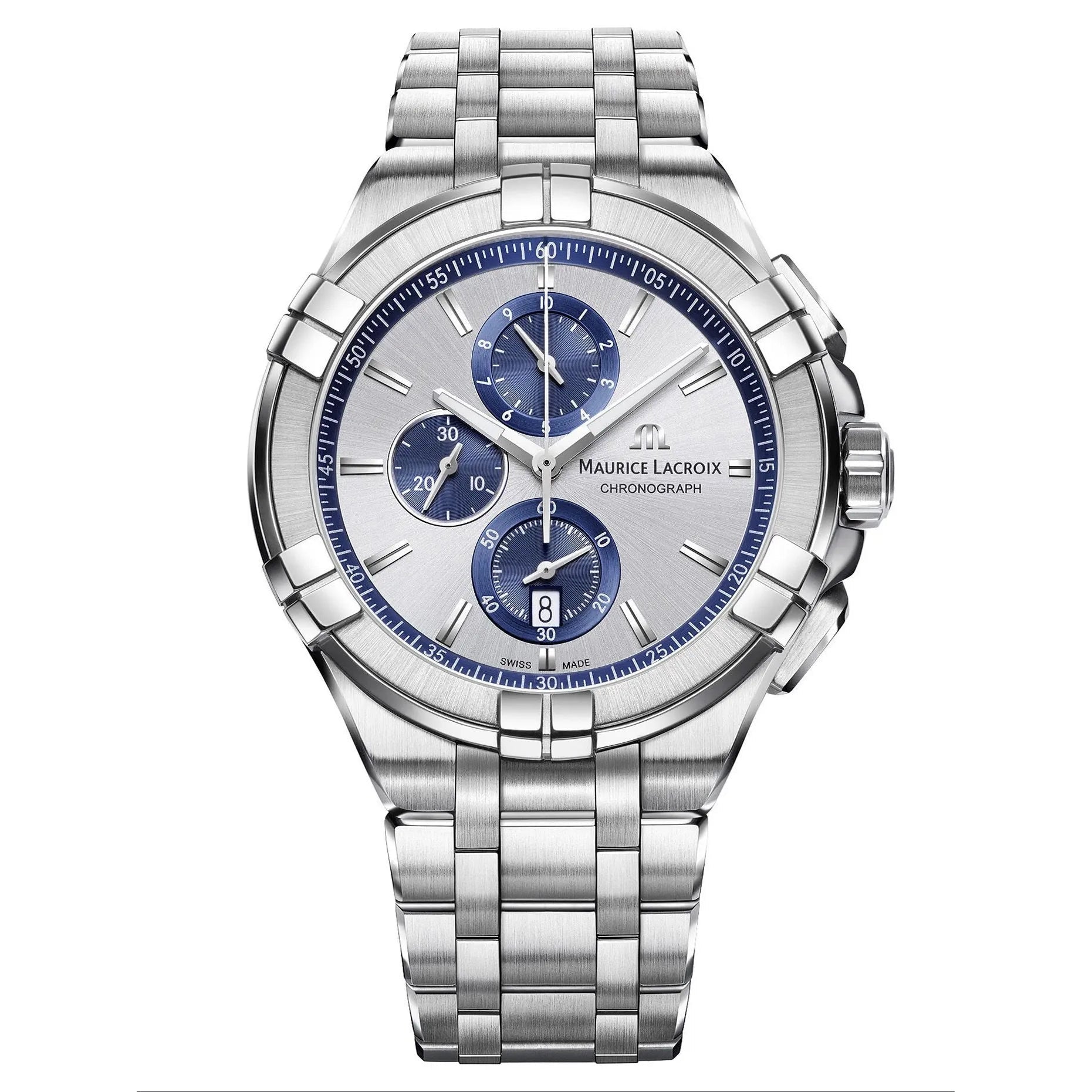 Men's Swiss Anniversary Edition-Maurice Lacroix Men's Silver Aikon Chrono Watch AI1018-SS002-131-1 Men's Swiss Anniversary Edition-Maurice Lacroix Men's Silver Aikon Chrono Watch AI1018-SS002-131-1