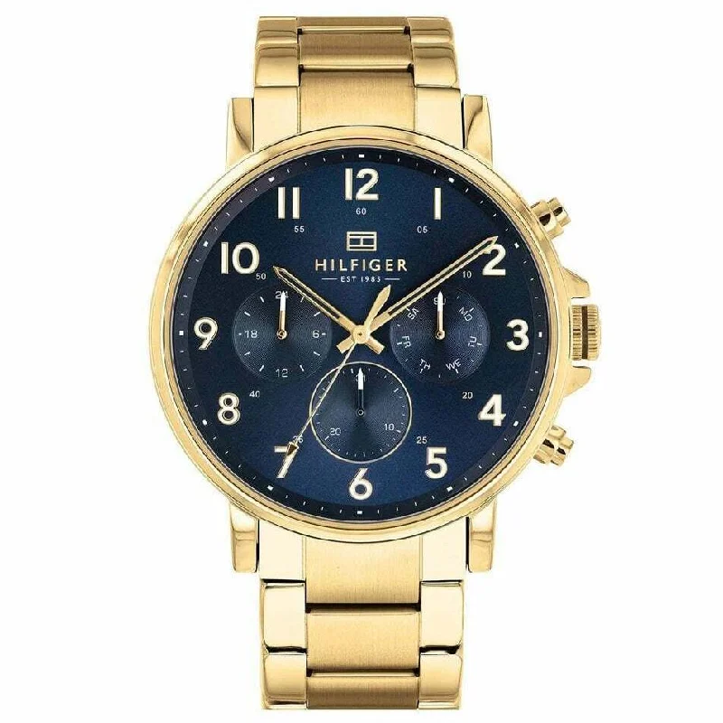 Men's Swiss Made Design Dress Watches-Tommy Hilfiger 1710384 Men's Gold Chronograph Watch