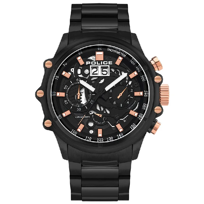 Men's Field Watches Swiss Made Edition-Police Black Luang Watch 16018JSB/02M