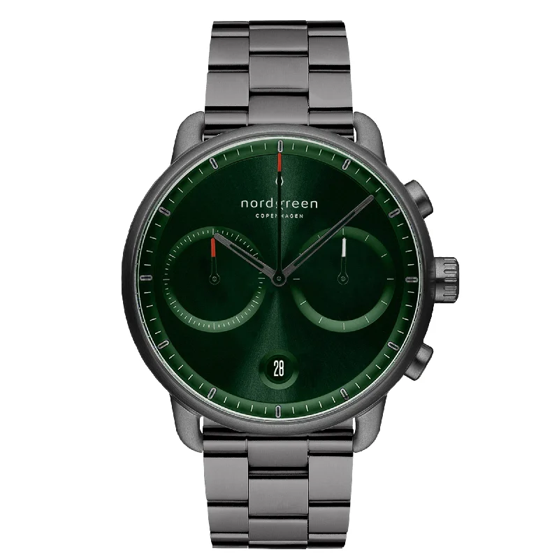 Men's Retro Design Dress Watches-Nordgreen Pioneer Gun Metal Stainless Steel 42mm Gun Metal Case Watch
