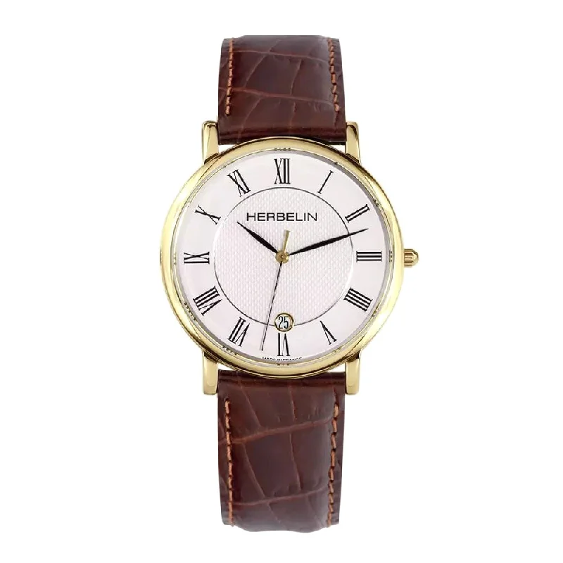 Men's New Year's Eve Style Dress Watches-Herbelin Classique  Men's White Watch 12248/P08MA