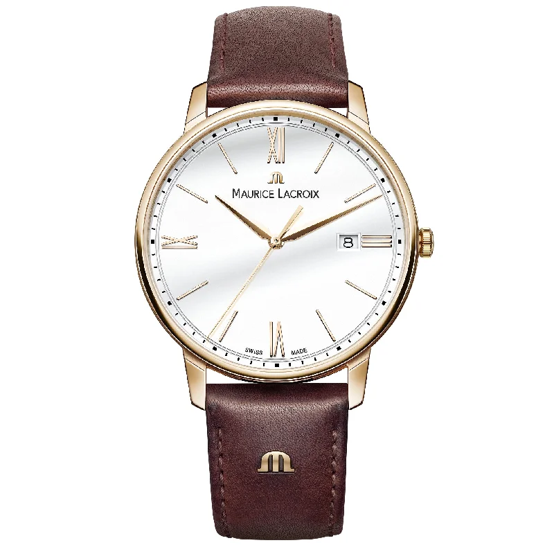 Men's Swiss Personalized Edition-Maurice Lacroix Men's White Eliros Date Quartz Watch EL1118-PVP01-112-1
