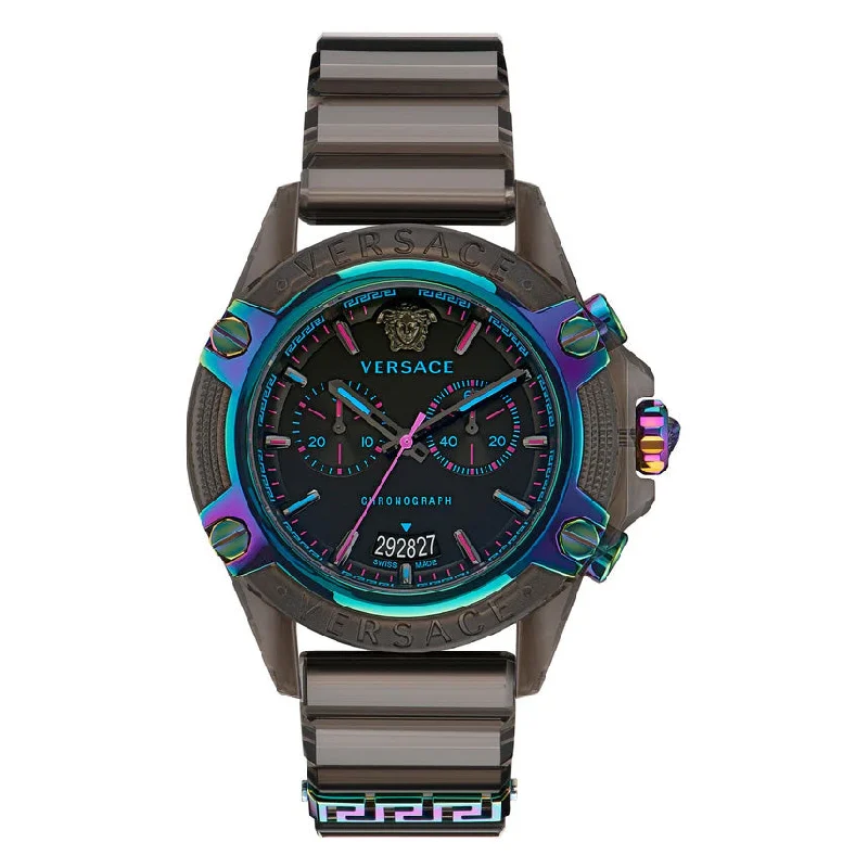 Unisex Retro Design Watches-Versace Unisex Watch Chronograph Active Black VEZ701022