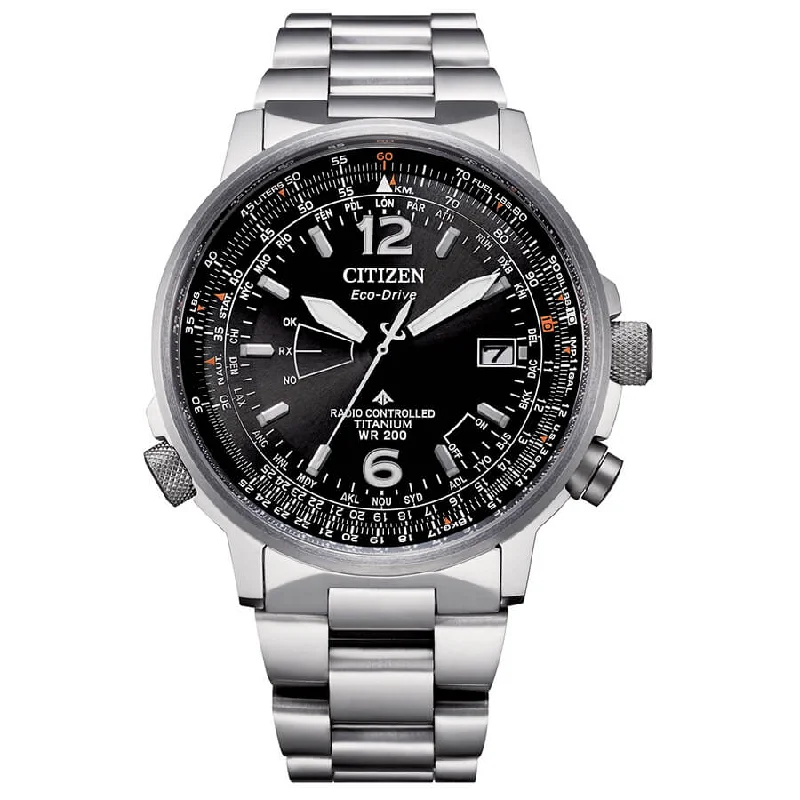 Men's Daylight Saving Time Watches-Orologio Citizen CB0230-81E Pilot Radiocontrollato nero
