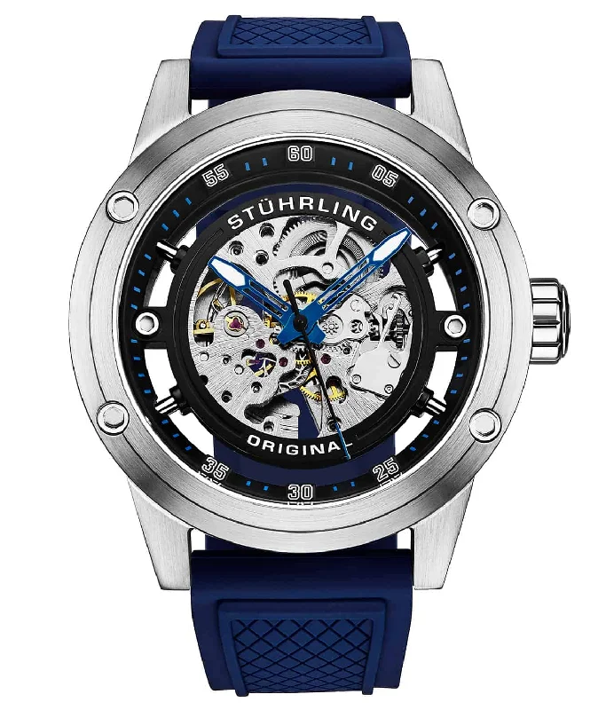 Black Dial/Silver Case/Light Blue Rubber Strap