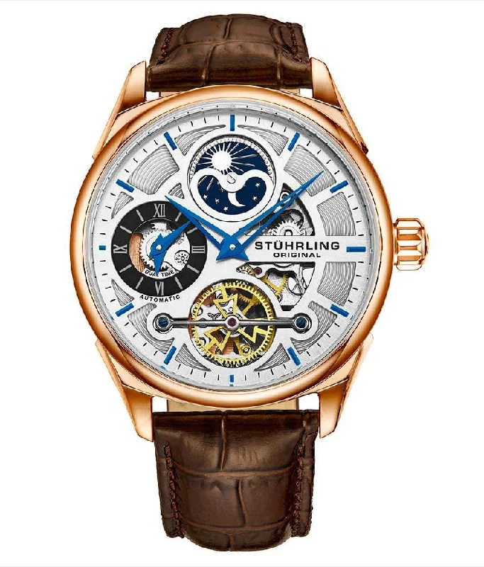 Silver Dial/Rose Case/Brown Leather Strap