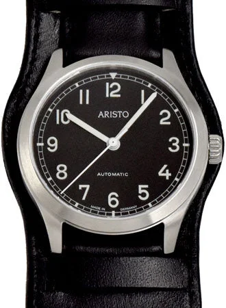 Men's Exhibition Caseback Field Watches-Officer 38 Black 7H89 - Sapphire