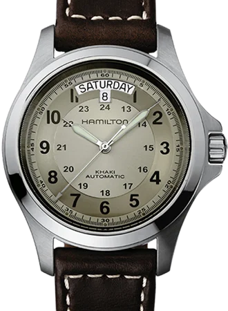 Men's Field Watches Crystal-Khaki Field King Auto Silver - Leather Ref. H64455523