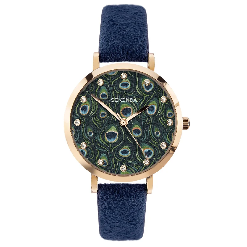 Men's Black Dial Dress Watches-Sekonda 40022 Ladies Dark Blue Watch