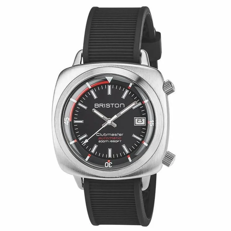 Men's Dive Watches with Multiple Time Zones -Briston Black Clubmaster Diver Automatic Watch 17642.S.D.1.RB