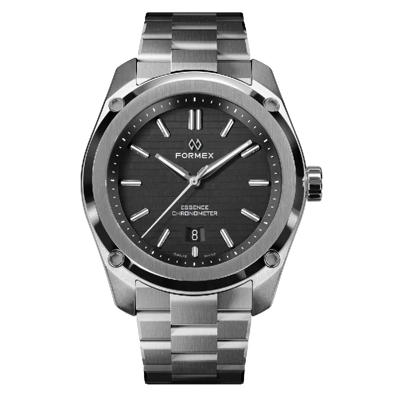 Men's Mechanical Watch Swiss Made Edition-Formex Essence 39 Automatic Chronometer Watch - Black / Steel Bracelet Men's Mechanical Watch Swiss Made Edition-Formex Essence 39 Automatic Chronometer Watch - Black / Steel Bracelet