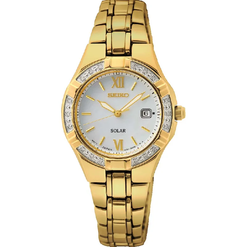 Men's Solar Powered Watch Custom-Seiko SUT428P Solar Diamond Set