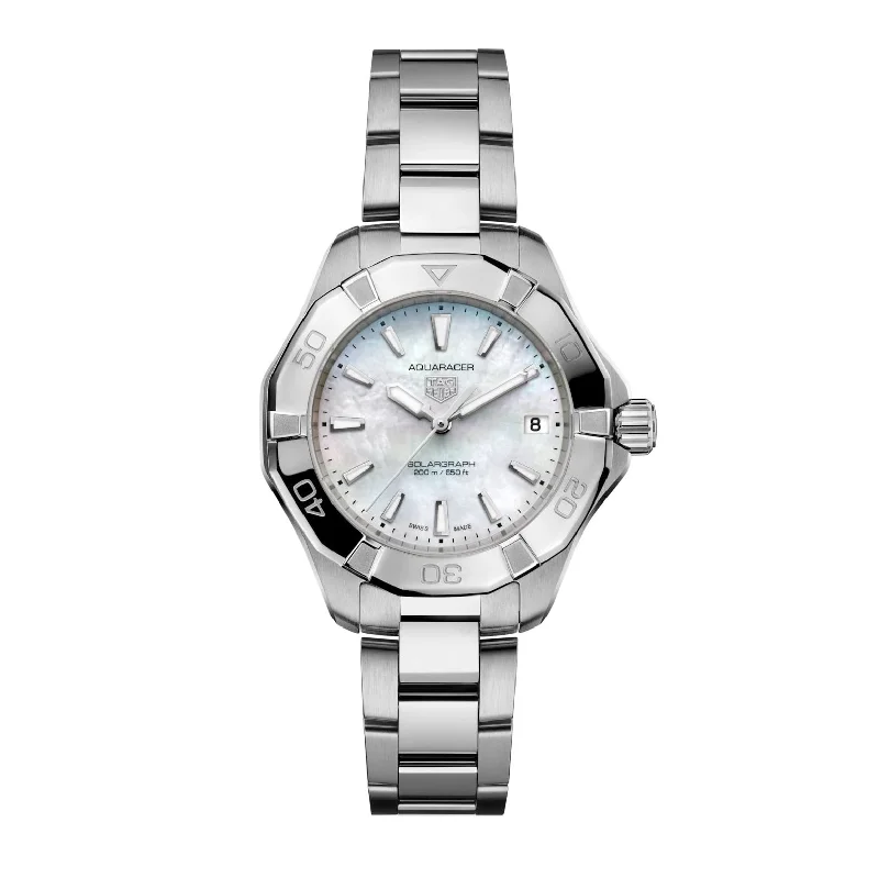 Men's Swiss Business Meeting Edition-Tag Heuer Aquaracer Ladies White Solar Watch WBP1312.BA0005