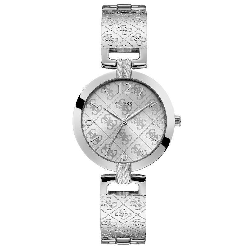 Men's Thin Case Style Dress Watches-Guess W1228L1 Ladies Silver G Luxe Watch