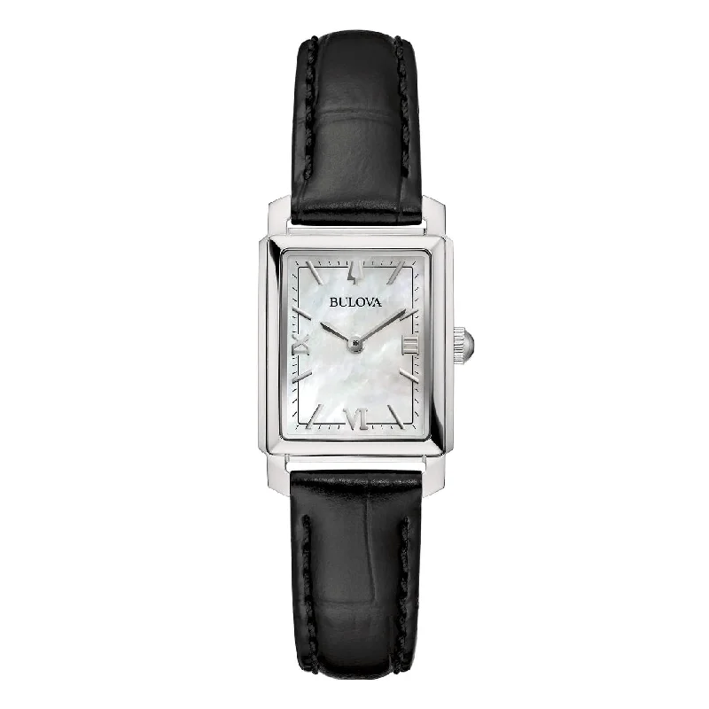 Women's Medium Size Design Mechanical Watches-Orologio Bulova 96L330 donna Sutton Tank acciaio e pelle Women's Medium Size Design Mechanical Watches-Orologio Bulova 96L330 donna Sutton Tank acciaio e pelle