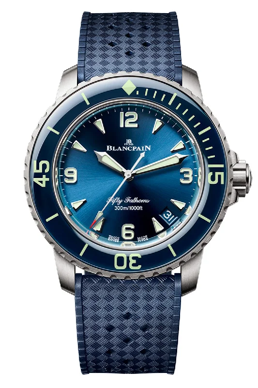 Men's Cushion Case Style Dress Watches-Blancpain Fifty Fathoms Automatic Titanium 42mm 5010 12B40 O64A