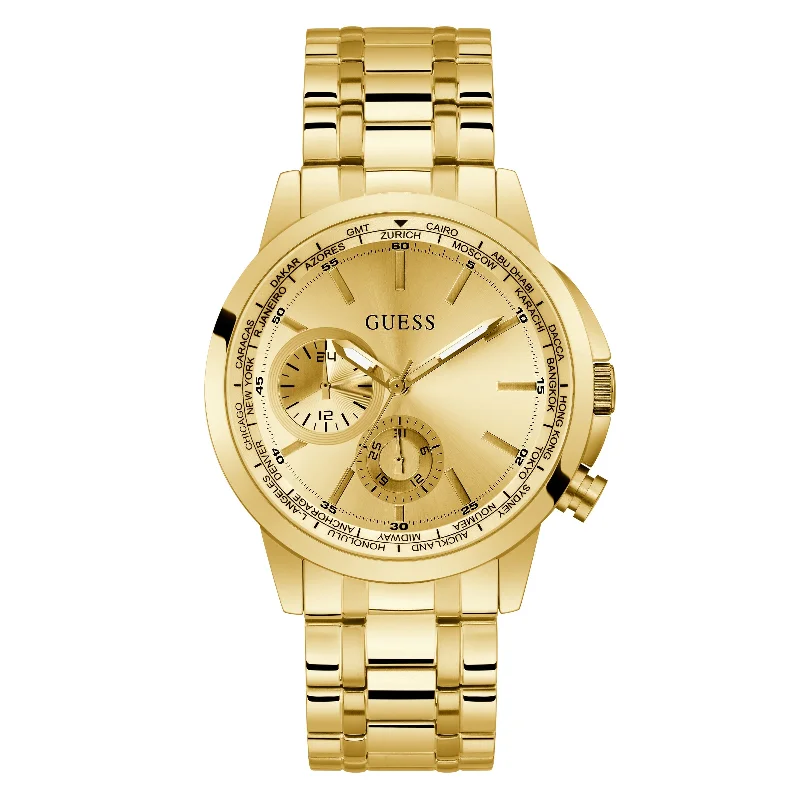 Men's GMT Watches with Travel-Friendly Features -Guess GW0490G2 Men's Spec Gold Watch Men's GMT Watches with Travel-Friendly Features -Guess GW0490G2 Men's Spec Gold Watch