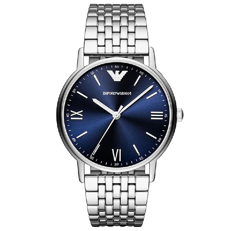 Men's Kinetic Design Dress Watches-Emporio Armani AR80010 Men's Navy Blue Watch
