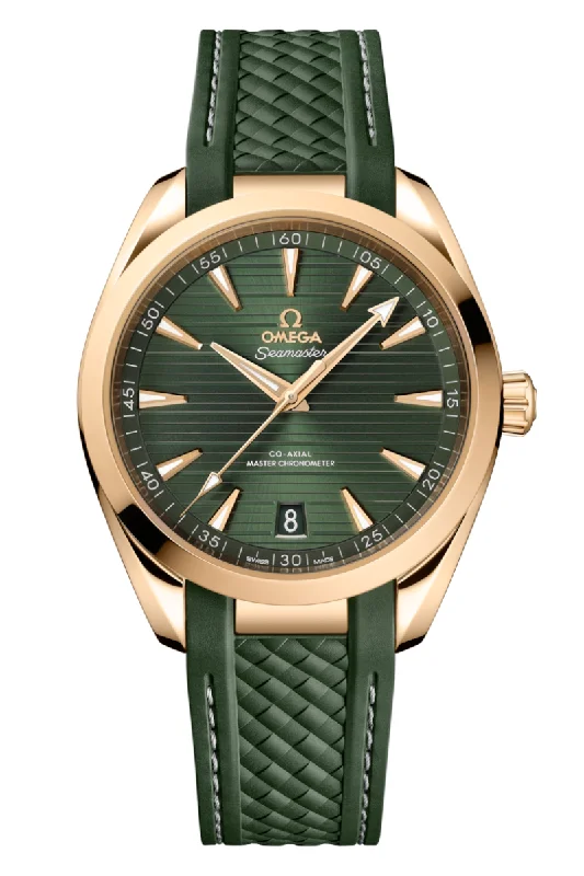 Men's Monogrammed Design Dress Watches-Omega Seamaster Aqua Terra 150M Co‑Axial Master Chronometer Moonshine Gold 220.52.41.21.10.001