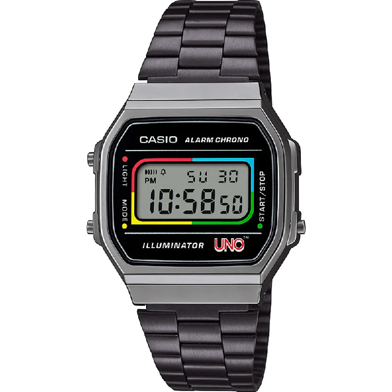 Men's Kinetic Style Men's Digital Watches-Casio Vintage A168WEUC-1A UNO Collaboration Limited Edition Men's Kinetic Style Men's Digital Watches-Casio Vintage A168WEUC-1A UNO Collaboration Limited Edition