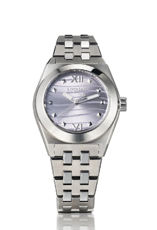 Women's American Made Style Mechanical Watches-Locman Stealth Titanio donna viola sunray 0225T18A-00VTNKB0