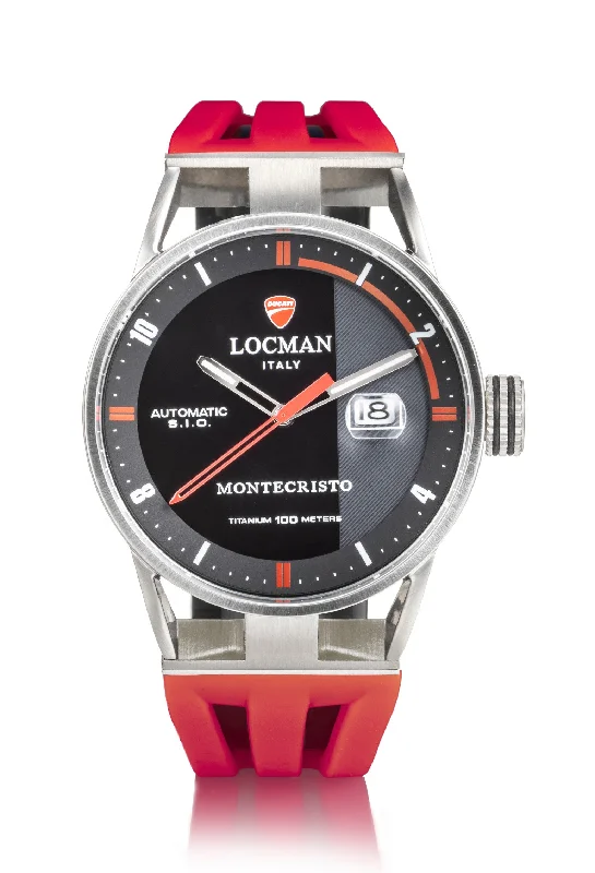 Sports Watches for Men Online-Locman Montecristo Ducati automatico nero e rosso D511A01S-00BKFRDSR