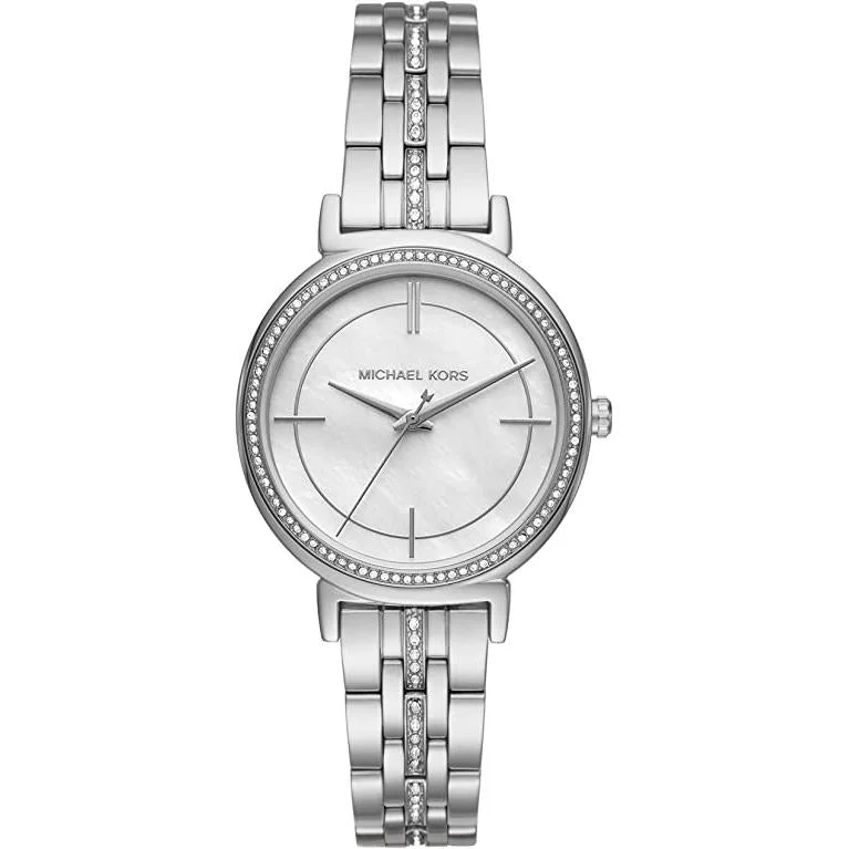 Men's Personalized Slim Watches-Michael Kors MK3641 Ladies Cinthia Silver Watch