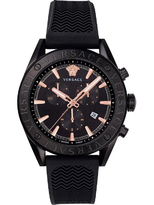 Men's Swiss Quartz Movement Edition-Versace Men's Watch V-Chrono Black VEHB00419