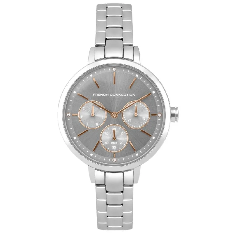 Men's Ultra-Thin Dress Watches-French Connection FC134SM Ladies FCUK Silver Chronograph Watch