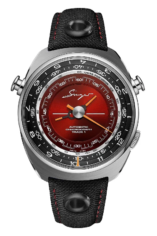 Men's Kinetic Dress Watches-Singer Reimagined Track1  Flamboyant Red Edition SR007