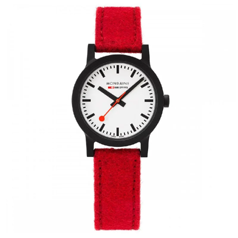Men's Swiss Made Edition-Mondaine Ladies Watch Essence Black Red MS1.32110.LCSET