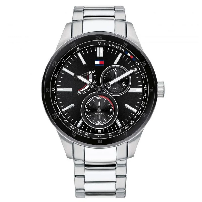 Men's Italian Made Dress Watches-Tommy Hilfiger 1791639 Men's Austin Silver Chronograph Watch