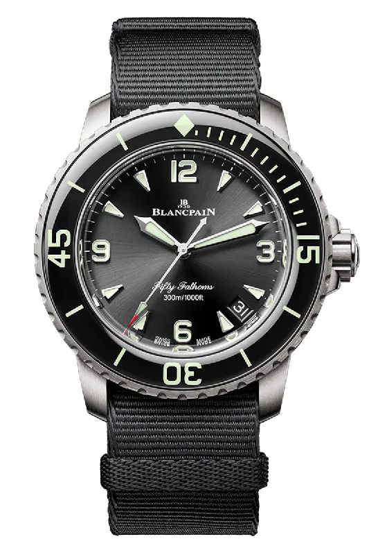Men's Rectangular Case Style Dress Watches-Blancpain Fifty Fathoms Automatic Titanium 42mm 5010 12B30 NABA